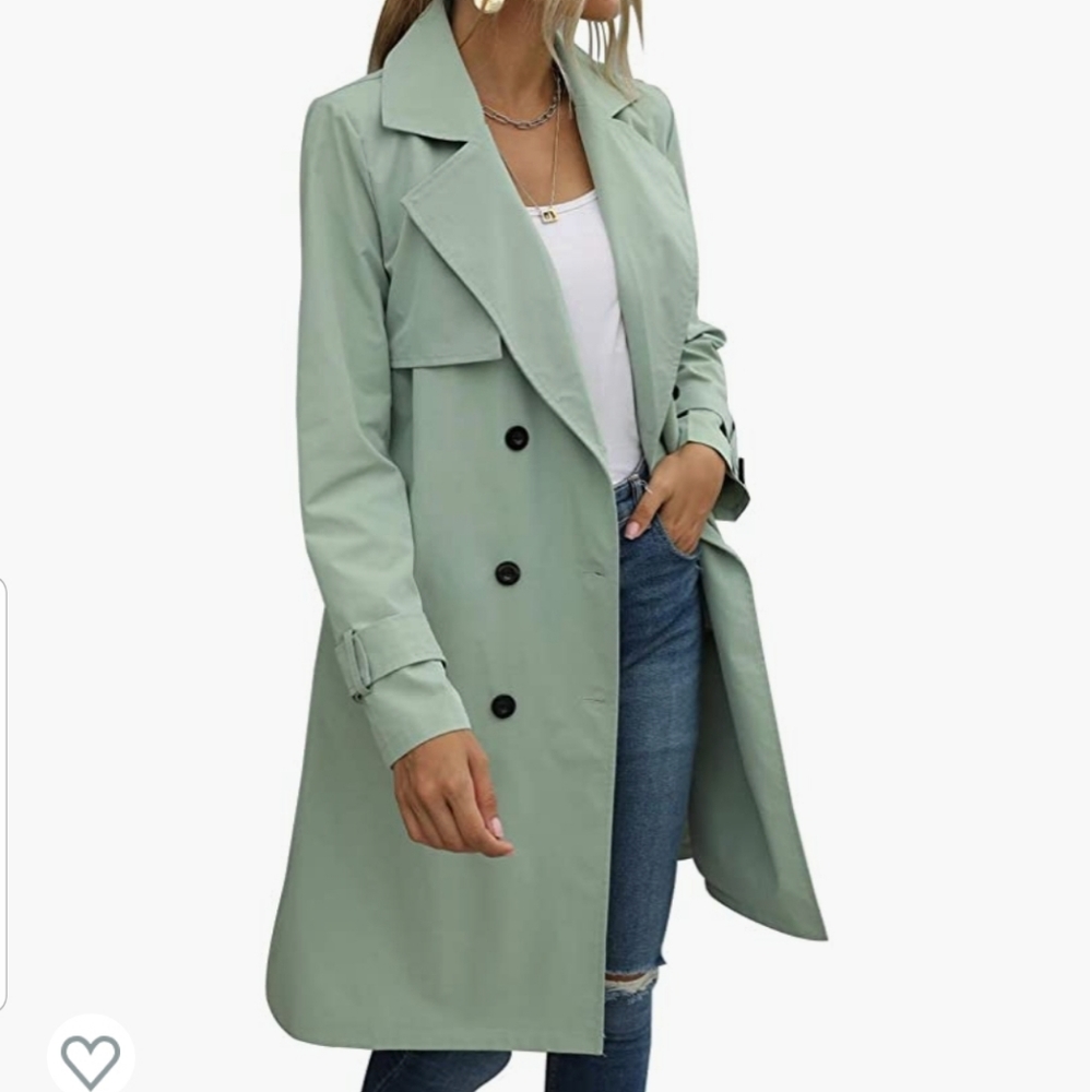NWOT Womens Light Mint Green Trench Coat